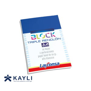 BLOCK LAYCONSA TRIPLE RENGLON A4 X 50 HOJAS