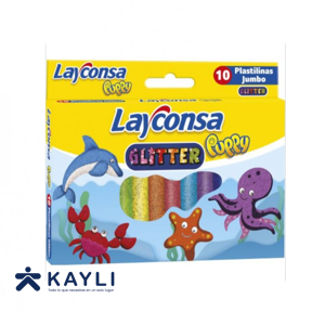 PLASTILINA LAYCONSA GLITTER JUMBO X 10UND