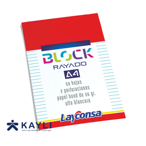 BLOCK LAYCONSA RAYADO A4 X 50 HOJAS