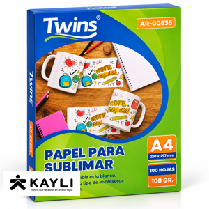 PAPEL PARA SUBLIMAR TWINS A-4 PAQ X100