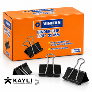 BINDER CLIP VINIFAN 1 1/4"32MM CAJA X12