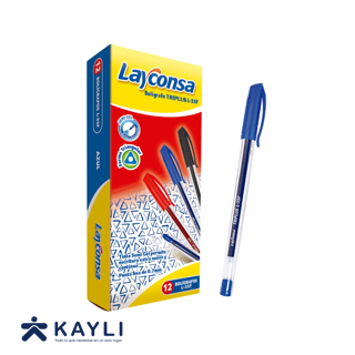 LAPICERO LAYCONSA TRIPLUS L-35F AZUL CAJA X 12UND