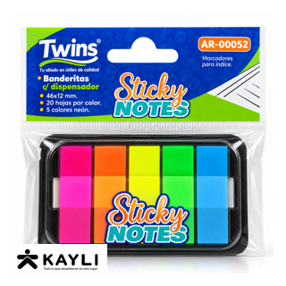 BANDERITAS AUTOADESIVAS TWINS CON DISPENSADOR AR-00052