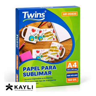 PAPEL PARA SUBLIMAR TWINS A-4 PAQ X100
