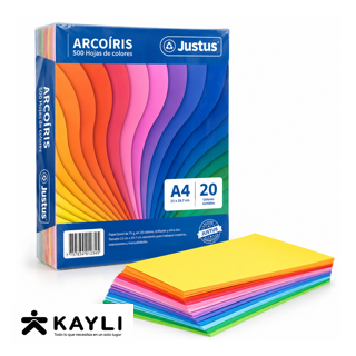 PAPEL BOND JUSTUS X500 HOJAS A-4 DE COLORES