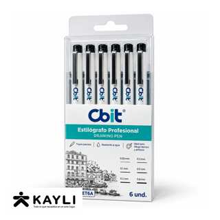 ESTUCHE DE ESTILOGRAFOS CBIT DESCARTABLES X6