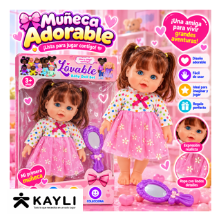 MUÑECA CON CEPILLO Y ESPEJO EN BOLSA 614